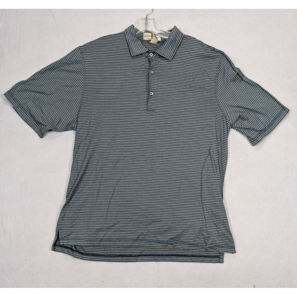 Fairway Greene Polo Shirt Size XL Half Button Striped Cotton Blue Yellow